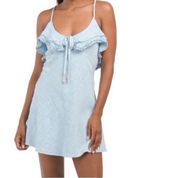 Free People Love Forever Mini Dress Hot Spring Blue Large NWT - Picture 1 of 5